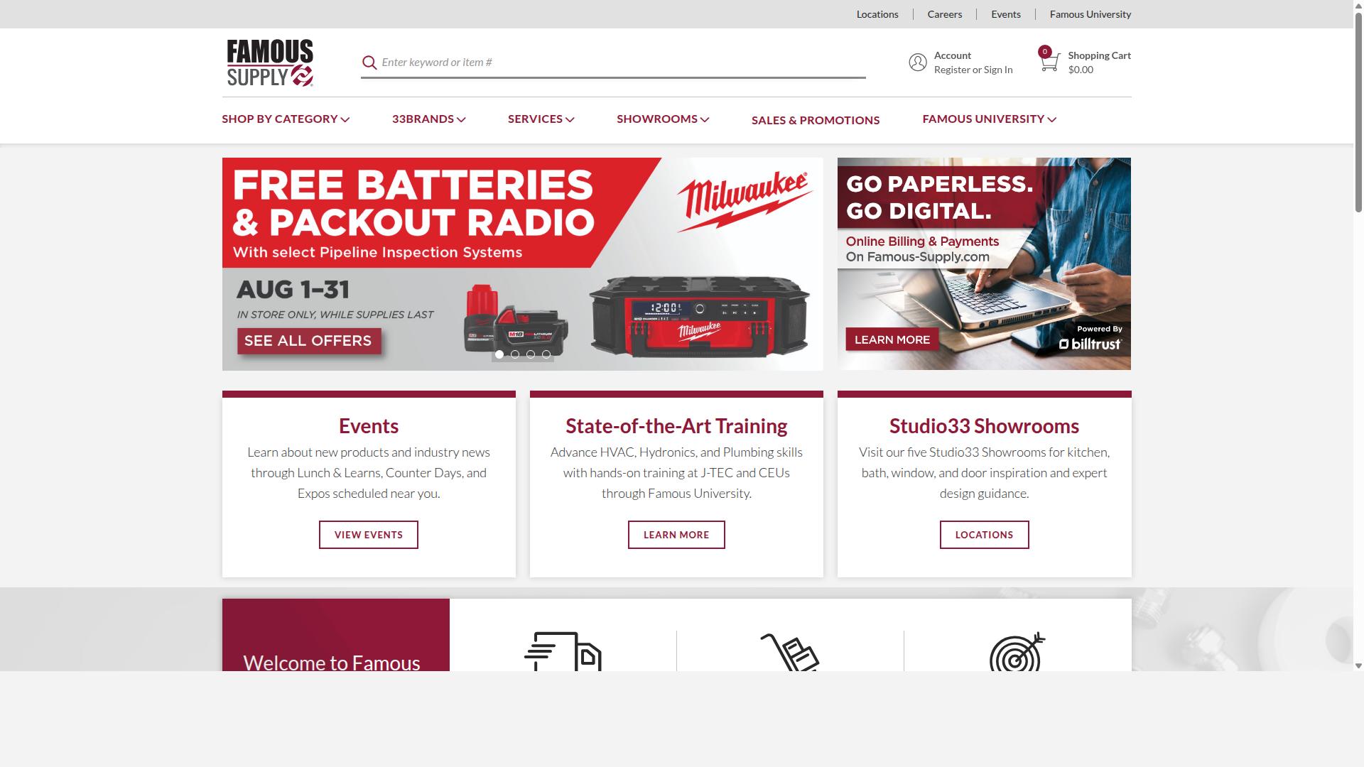 Famous Supply website